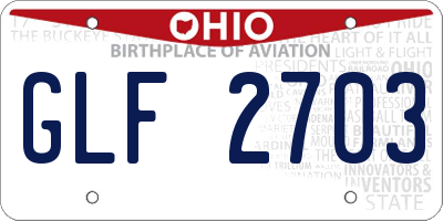 OH license plate GLF2703
