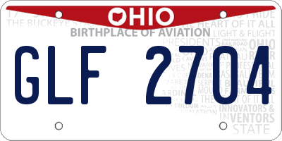 OH license plate GLF2704