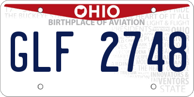 OH license plate GLF2748