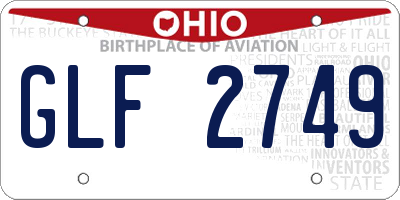OH license plate GLF2749