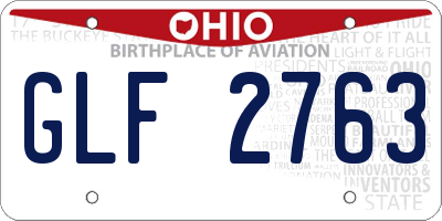 OH license plate GLF2763