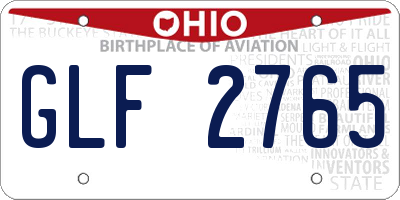 OH license plate GLF2765