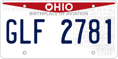 OH license plate GLF2781