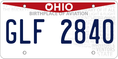 OH license plate GLF2840