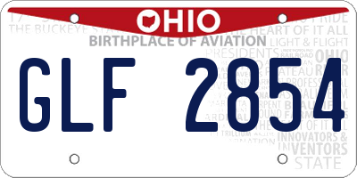 OH license plate GLF2854