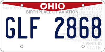 OH license plate GLF2868