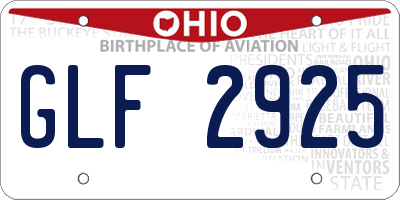 OH license plate GLF2925