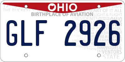 OH license plate GLF2926