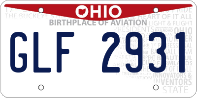 OH license plate GLF2931