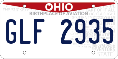 OH license plate GLF2935