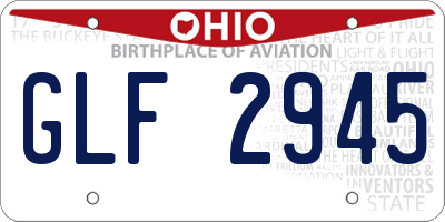 OH license plate GLF2945