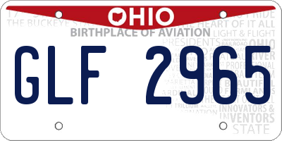 OH license plate GLF2965