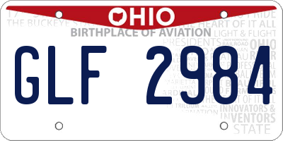 OH license plate GLF2984
