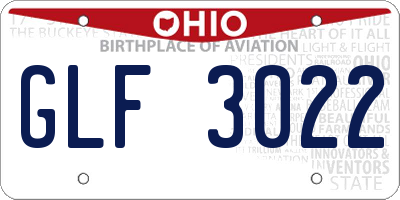 OH license plate GLF3022