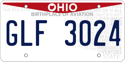 OH license plate GLF3024