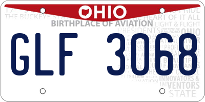 OH license plate GLF3068