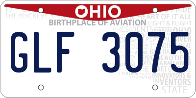 OH license plate GLF3075