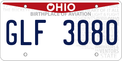 OH license plate GLF3080