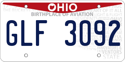 OH license plate GLF3092