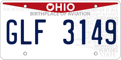 OH license plate GLF3149
