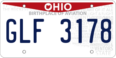 OH license plate GLF3178
