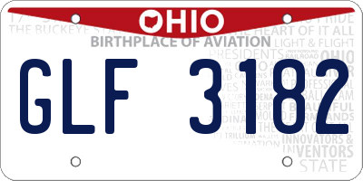 OH license plate GLF3182