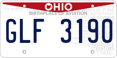 OH license plate GLF3190