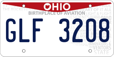 OH license plate GLF3208