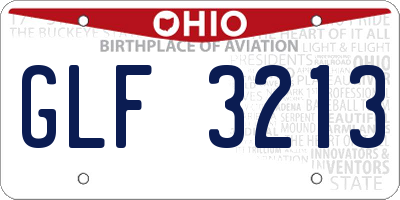 OH license plate GLF3213
