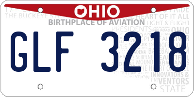 OH license plate GLF3218