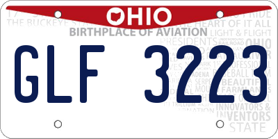 OH license plate GLF3223