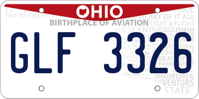 OH license plate GLF3326