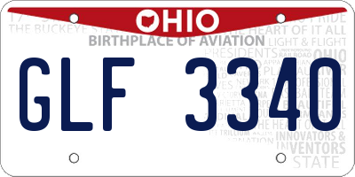 OH license plate GLF3340