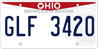 OH license plate GLF3420