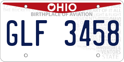 OH license plate GLF3458