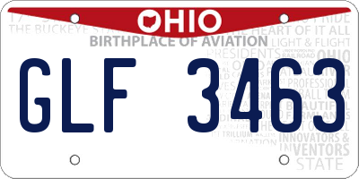 OH license plate GLF3463