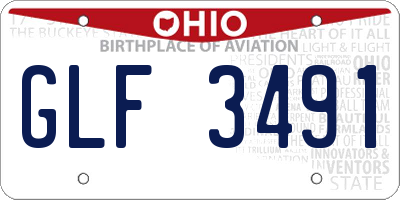 OH license plate GLF3491