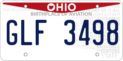 OH license plate GLF3498