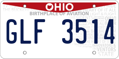 OH license plate GLF3514
