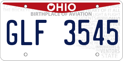 OH license plate GLF3545