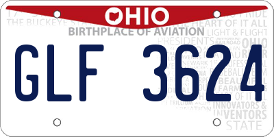 OH license plate GLF3624