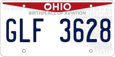 OH license plate GLF3628