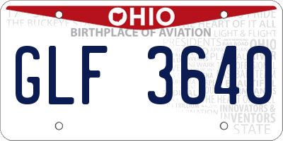 OH license plate GLF3640