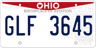 OH license plate GLF3645