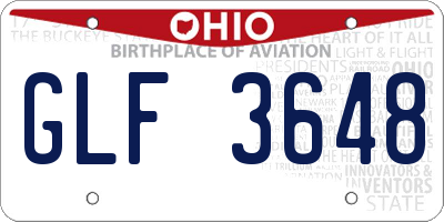 OH license plate GLF3648