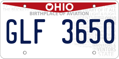 OH license plate GLF3650