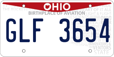 OH license plate GLF3654