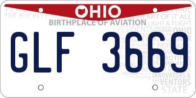 OH license plate GLF3669