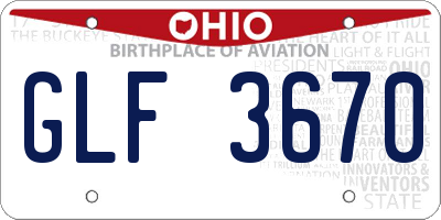 OH license plate GLF3670