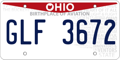 OH license plate GLF3672